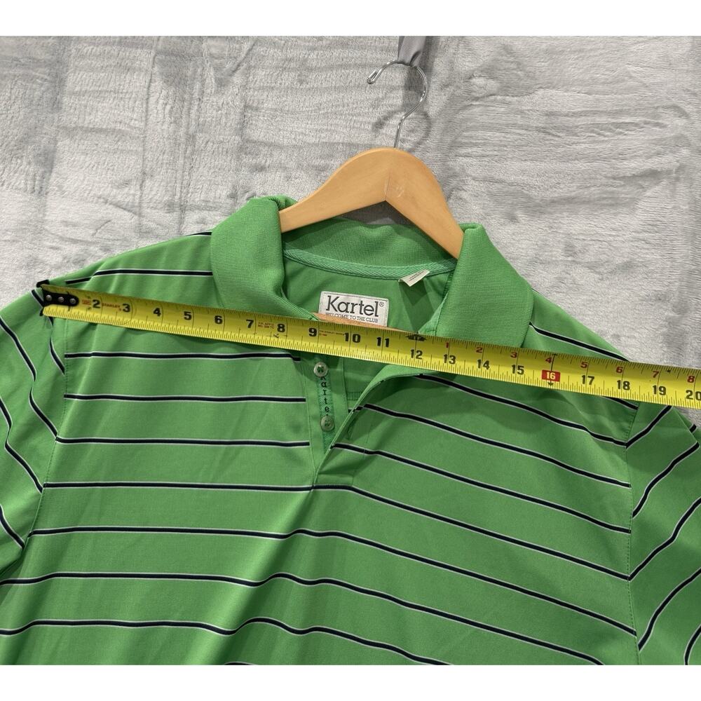 Kartel Polo Shirt Mens Large Blue Striped Short Sleeve Performance Ireland Golf - Picture 8 of 10